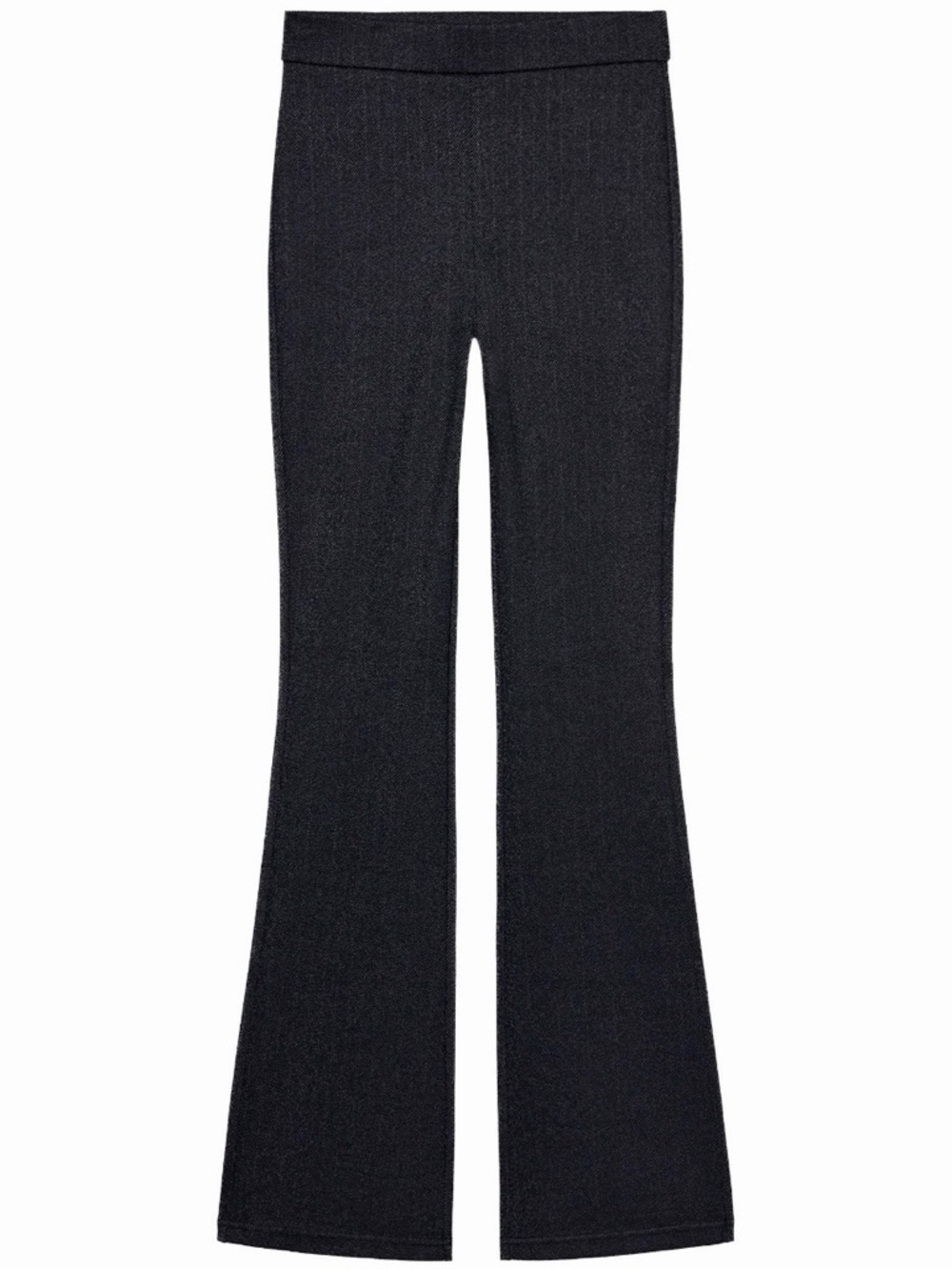 Zara High-Rise Black Flare Knit Pants in striped grey color